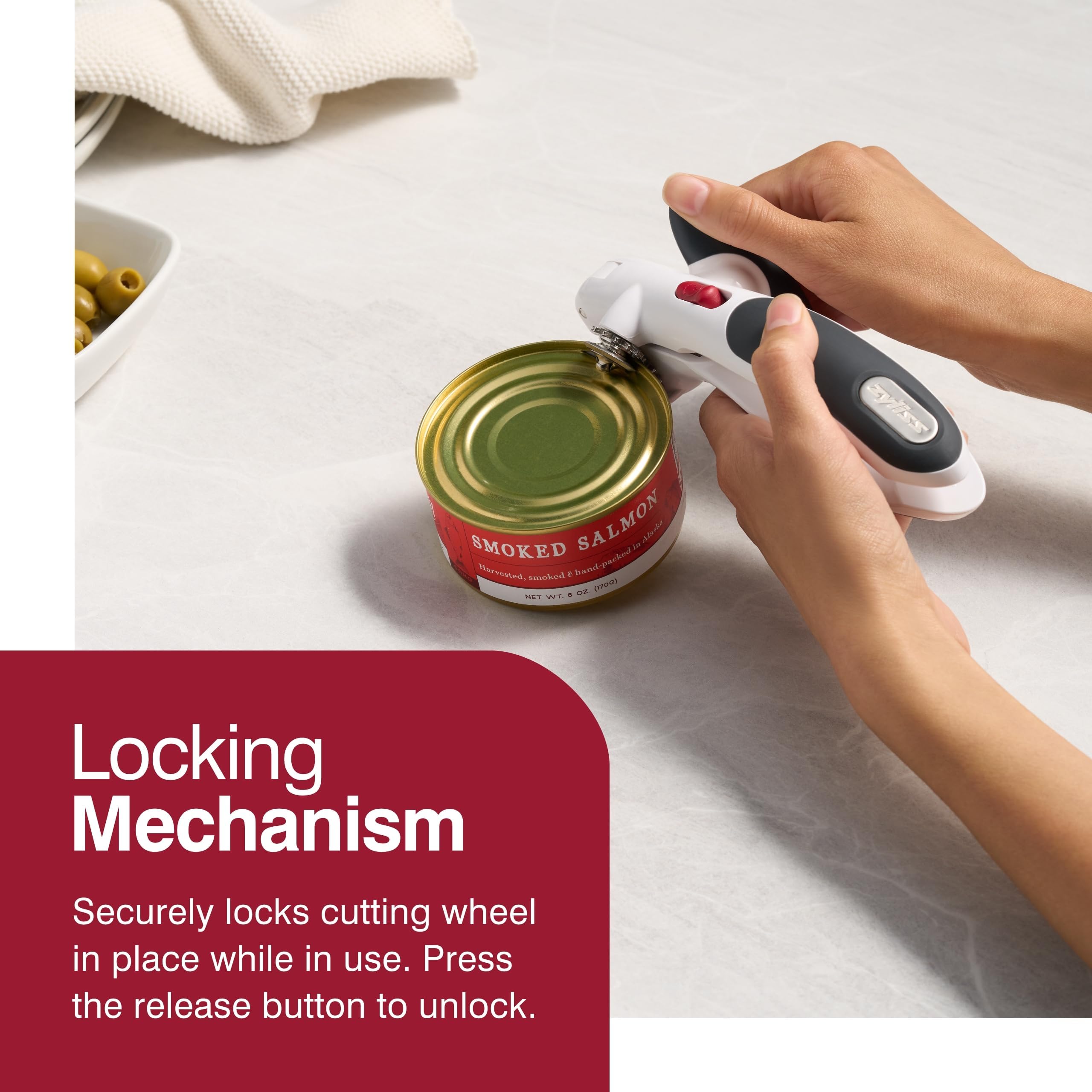 Zyliss Lock N Lift Can Opener - Can Opener With Lid Lifter Magnet - Manual Can Opener With Locking Mechanism - Safe And Easy-To-